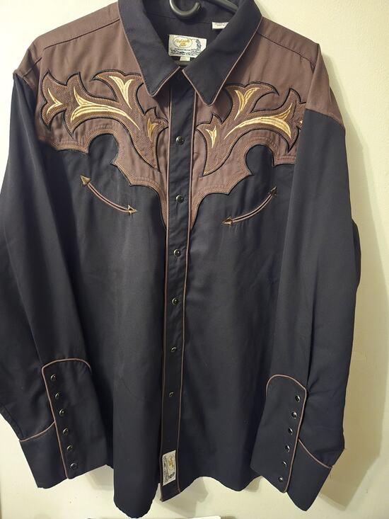 Panhandle Slim Other - Vintage Panhandle Slim Black Mens XXL Pearl Snap Embroidered Western Shirt Rare